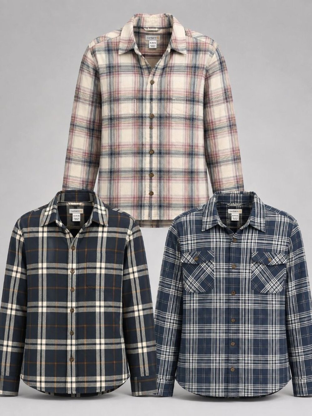 Lot of 3 Carhartt Womens Size XL Shirts Plaid Button Down Long Sleeve 16 18